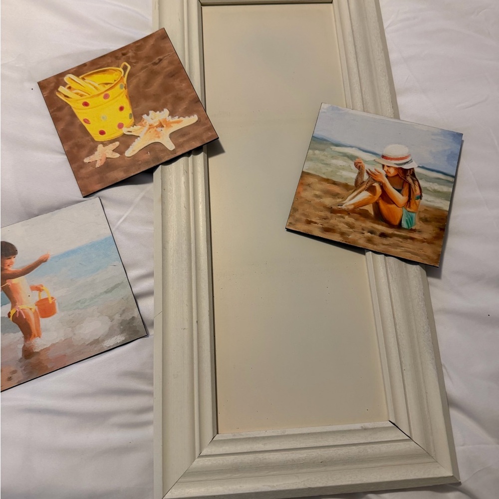 Magnetic Interchangeable Wall Art Set - Beach/Summer Theme White Frame - Picture 2 of 7